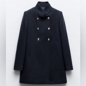 Zara New Without Tags Double Breasted Military Style Wool Coat​